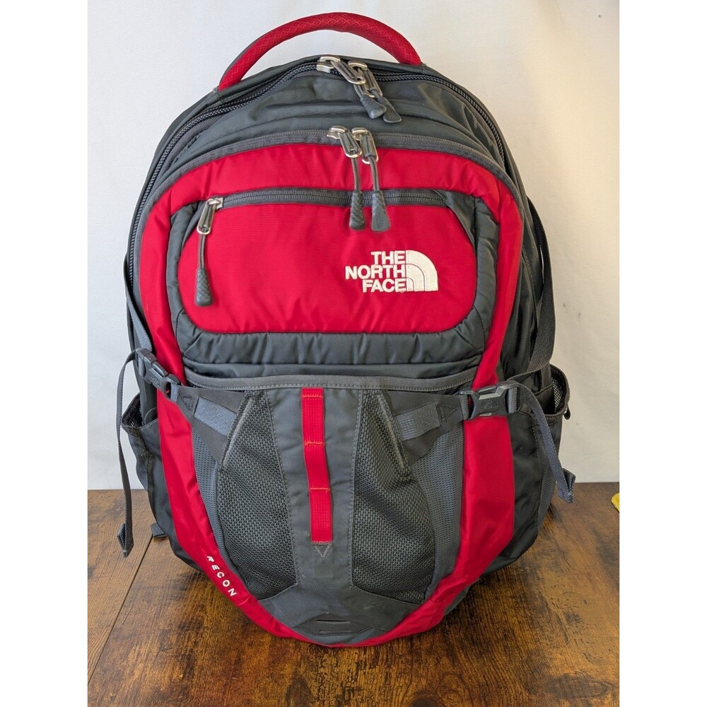 The North Face Recon Backpack Red Black Laptop Hiking School Travel Bag